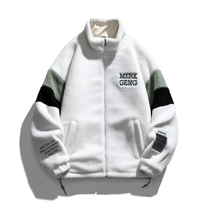 2022 Winter Sherpa Cashmere Jacket Men's Korean Style Stand Collar Loose Fashion Cotton Coat Thickened Warm Casual Jacket