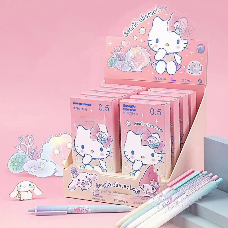 

6/48pcs Sanrio Hello Kitty Gel Pen Student Writing Neutral Pen Office Signature Pen School Supplies Stationery Wholesale Prize