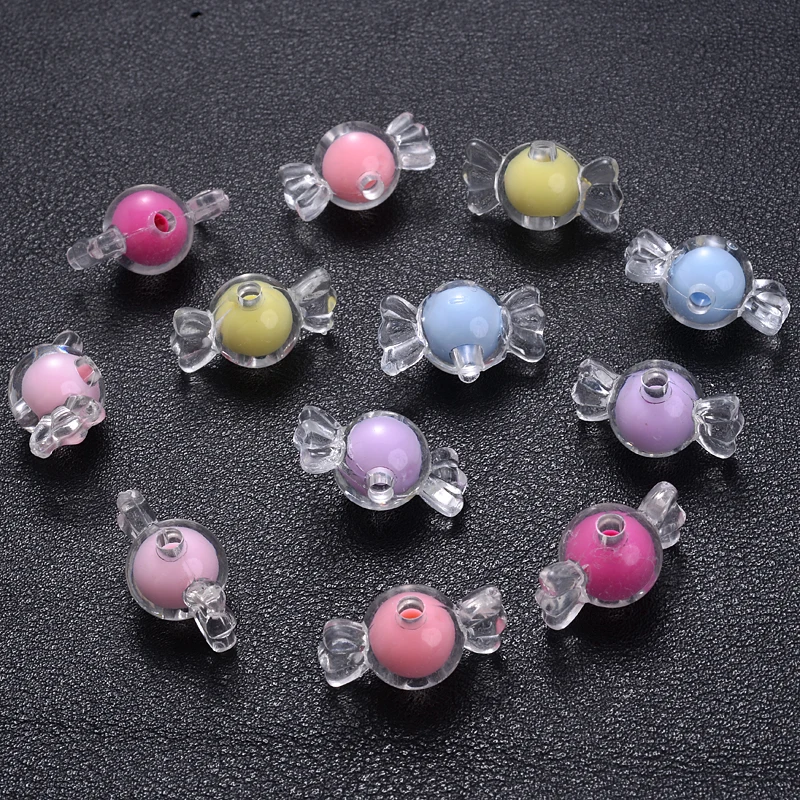 

30Pcs 12x22mm Candy Shape Acrylic Beads Transparent Loose Spacer Beads for Jewelry Making DIY Necklac Bracelet Accessories