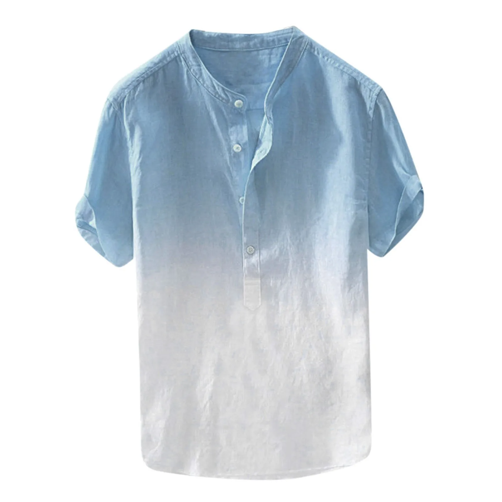 

Juniors Graphic Tops Shirt Dyed Collar Cotton Breathable Summer And Men's Hanging Gradient Outdoor T Shirt Tall T Shirts for Men