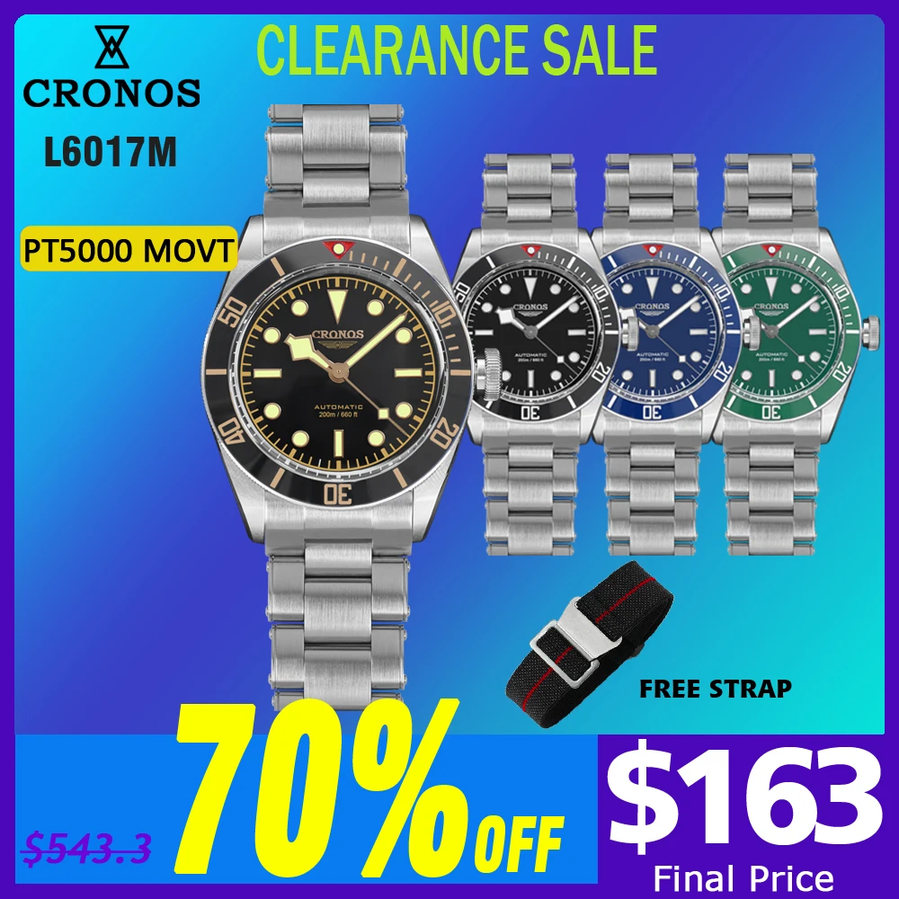 Cronos Роскошные мужские часы 40 мм Diver BB58 Автоматические наручные Женские концевые