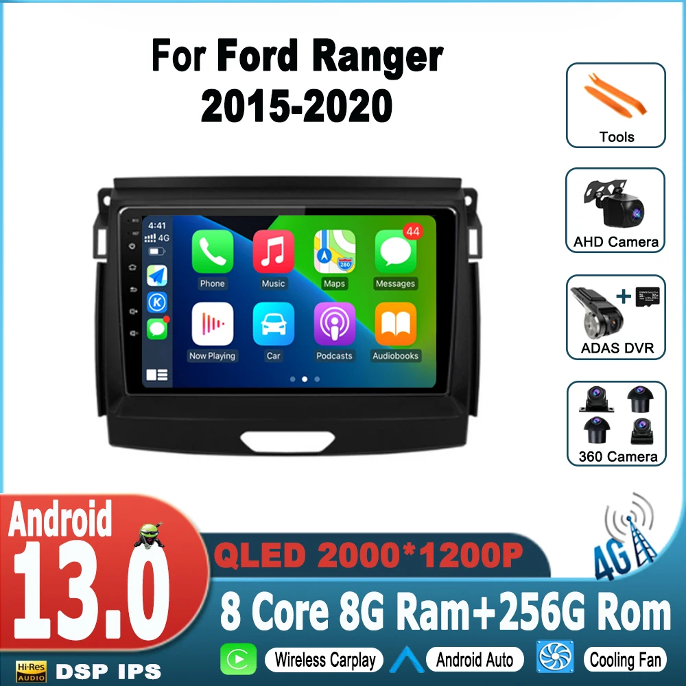 

Автомобильный стерео-проигрыватель, 9 дюймов, Android 13, IPS-экран, для Ford Ranger 2015, 2016, 2017, 2018, 2019, 2020, GPS, мультимедийный автомобильный проигрыватель, Авторадио No 2Din, DVD