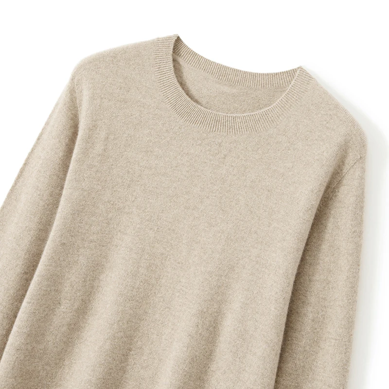 Cashmere Sweater O-Neck Pullover Autumn/Winter Casual Knitted 100% Pure Wool Tops Fashion One-line ready-to-Wear