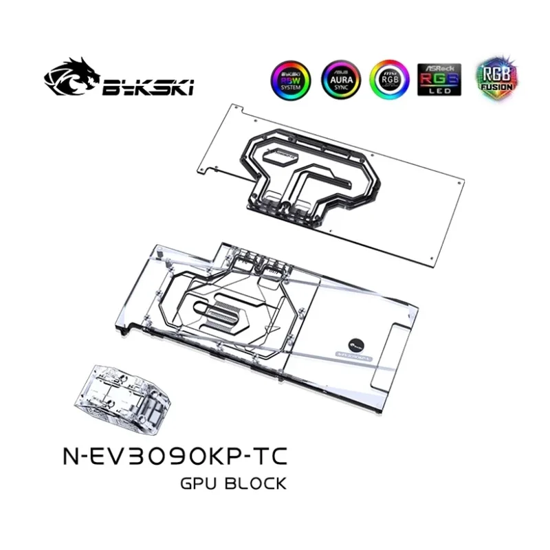 Фото Водяной блок Bykski для EVGA GeForce RTX 3090 Kingpin Hybrid GPU Card / Active Backplate №2