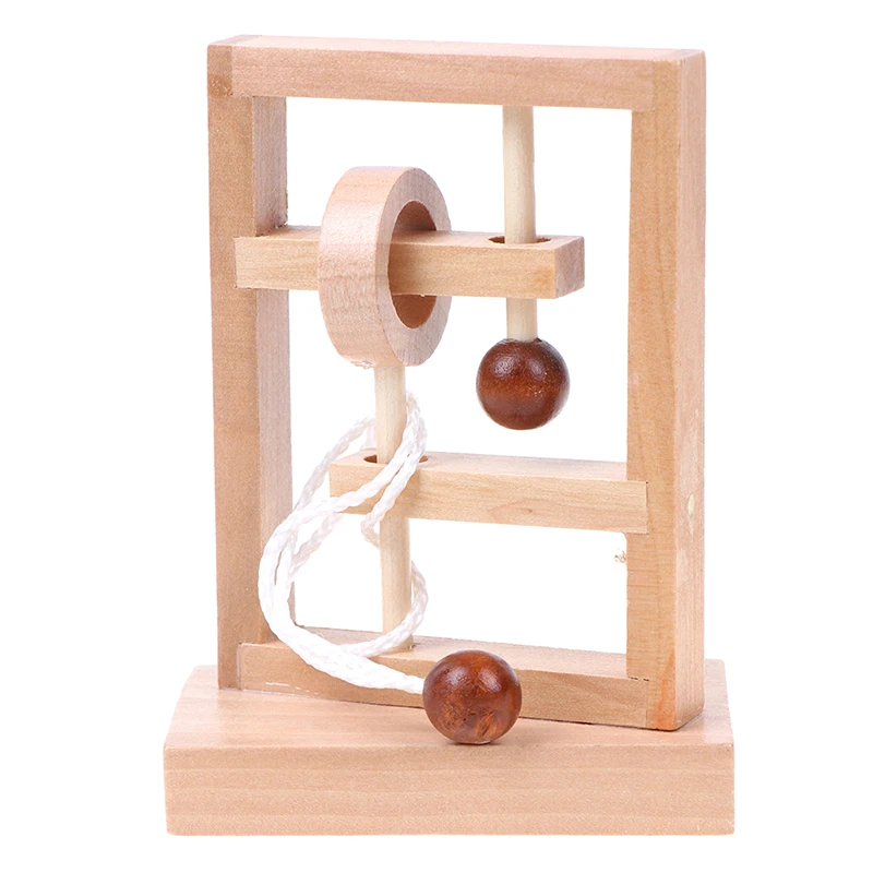 

3D Wooden Rope Loop Puzzle IQ Mind String Brain teaser Game for Adults Kids