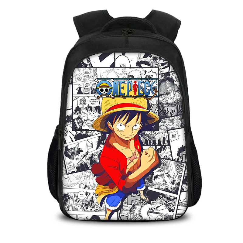 Фото ONE PIECE Monkey D. Luffy, двухслойный рюкзак большой вместимости, школьные сумки для девочек и мальчиков, сумка для книг, дорожный рюкзак №1