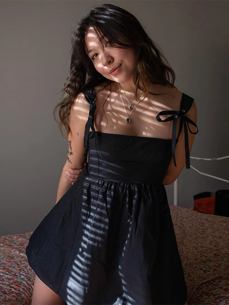 

Женское Бандажное платье-трапеция с открытой спиной, черное или белое повседневное элегантное платье-мини, модель Y2K на лето, 2022