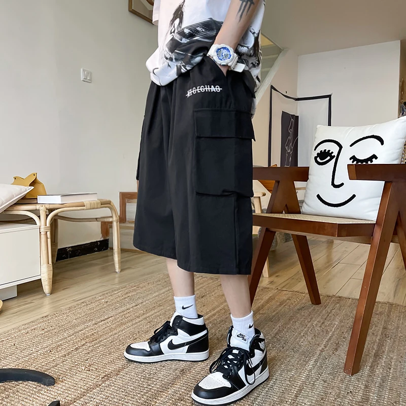 Летние мужские шорты-карго с вышитыми буквами большие размеры