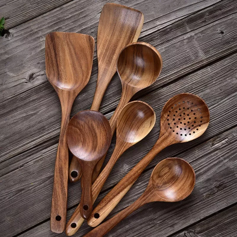 

NewWooden Spoon Fork Bamboo Kitchen Cooking Utensil Tools Soup-Teaspoon Tableware Kitchen Accessories Utensils Kitchen Tools