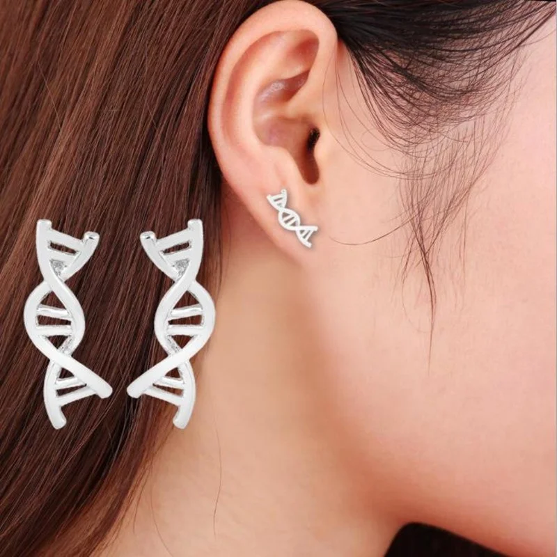 

Fashion Trend New Ladies Earrings Gold Silver Rose Gold Rotating Dna Simple Personality Jewelry Gifts for Women