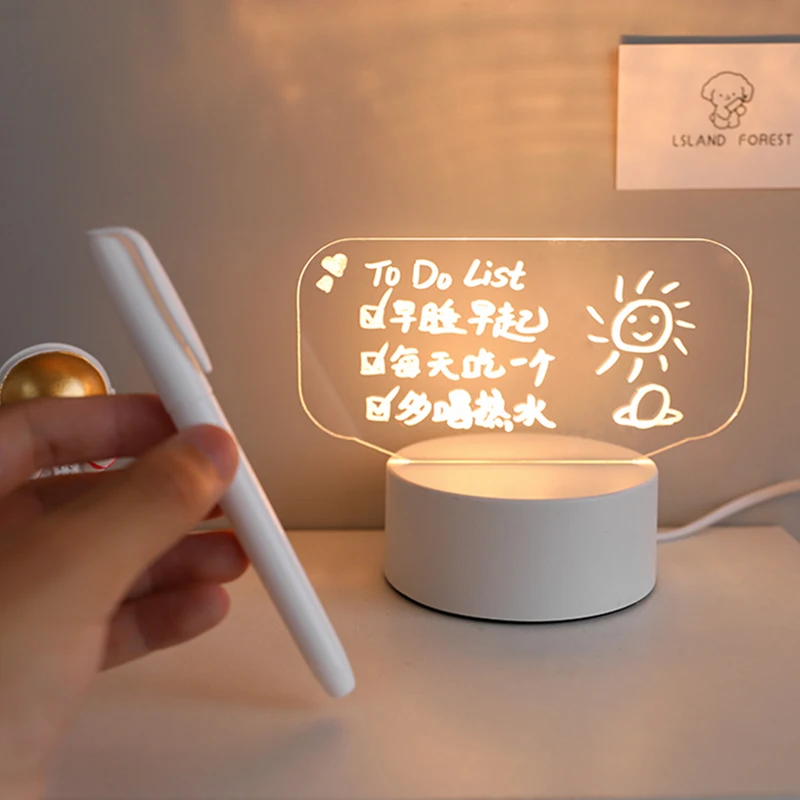 

ins net red creative 3d night light girl heart rewritable luminous message board