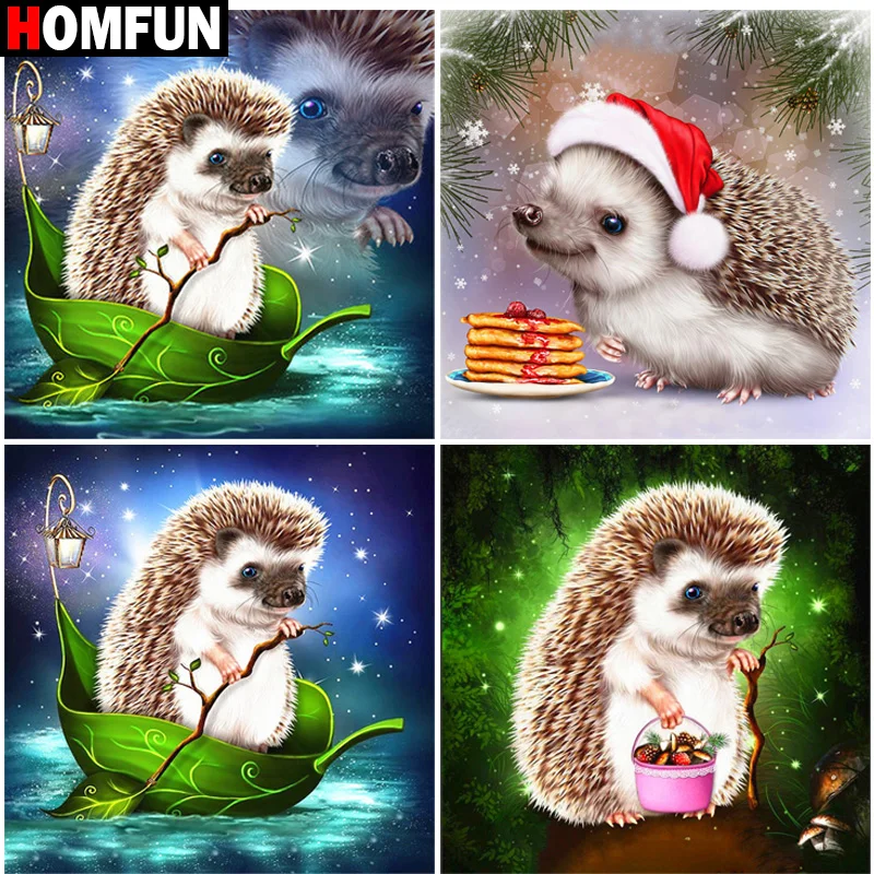 

HOMFUN DIY Diamond Painting "Hedgehog" Full Drill Square Round Diamond Embroidery 5D Cross Stitch Decoration Home