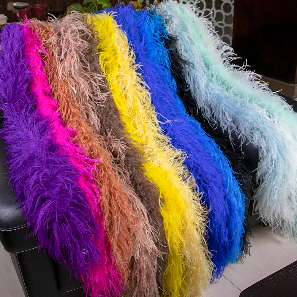 

Wholesale Ostrich Feathers Boa Thick Fluffy Ostrich Feather Scarf for Wedding Party 6Ply Dance Costume Shawl Decoration 2 Meters