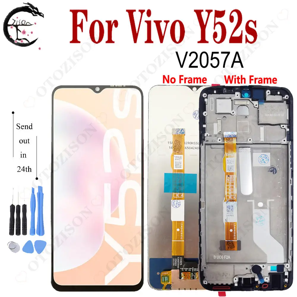 ЖК-дисплей 6,58 дюйма с рамкой для Vivo Y52s, ЖК-дисплей V2057A, экран, сенсорная панель, датчик, дигитайзер в сборе Y52s, сменный дисплей