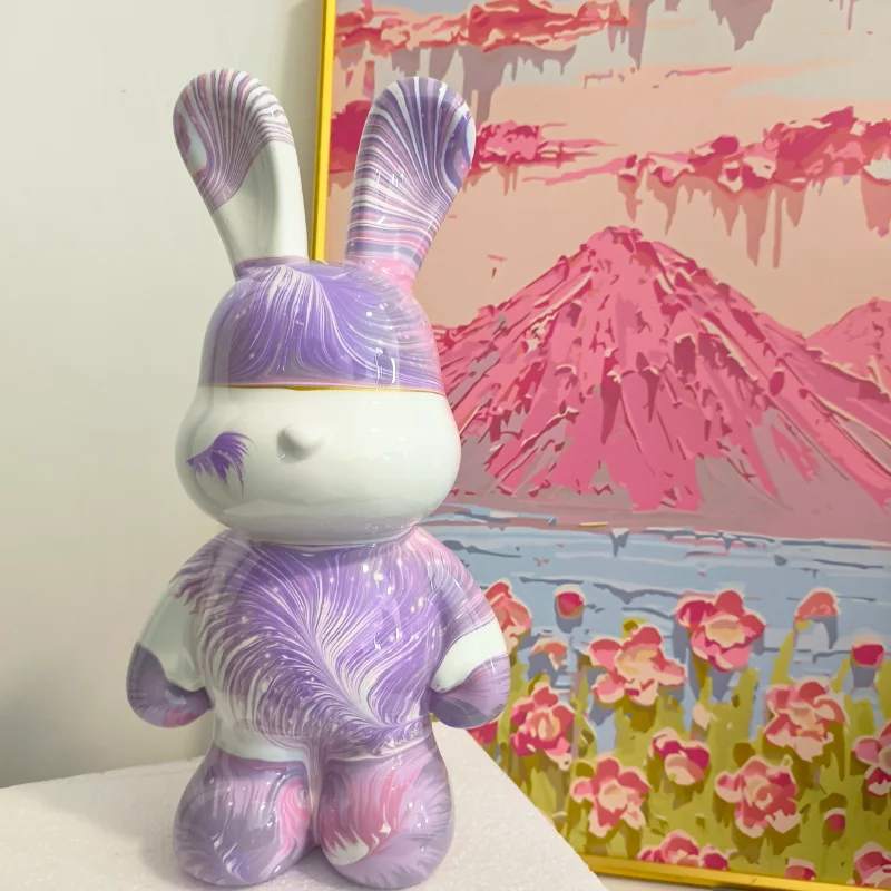 

DIY Vinyl Fluid Rabbit Home Decoration Crafts Fluid Rabbit White Sculpture Model Home Deco DIY Fluid Graffiti Painting Ornaments