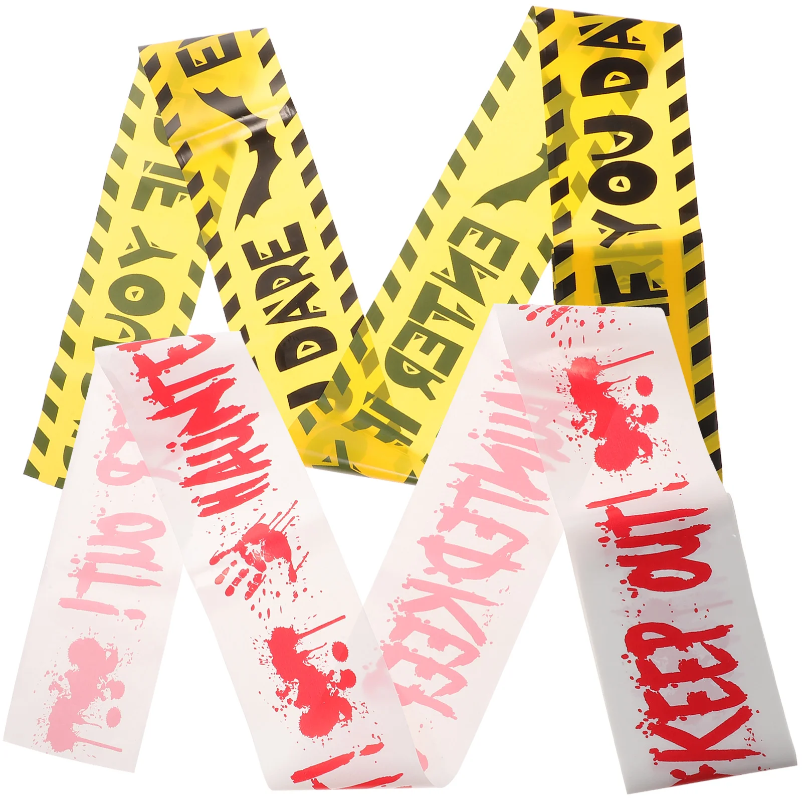 

2 Pcs Halloween Isolation Tape Red Streamers Caution Warning Tapes Orange Decor Crime scene