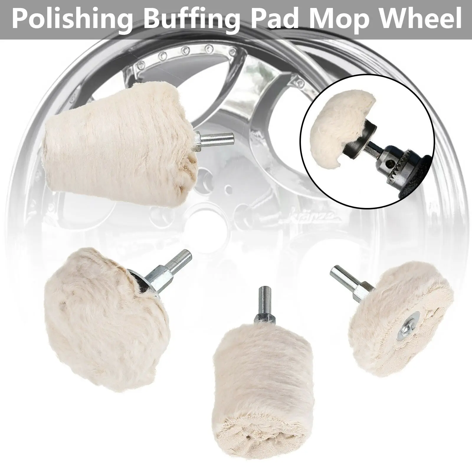 

4Pc Polishing Mop Wheel Sets Polishing Buffing Pads Mop Drill Kit Waxed Cotton Cloth Wheel For Manifold Stainless Universal