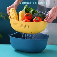 plastic basin vegetable basket storage fruit washing washable with double drainer kitchen organizer tools food strainer cleaning