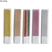 6pcsset multi color long thin metallic birthday cake candles long pole party candle package decoration champagne gold silver