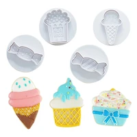 4pcsset cartoon ice cream cookie cutters cute candy pattern fondant icing biscuit embossing mould baking cake decorating tools