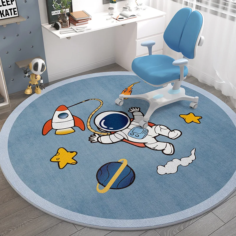 

Cartoon Astronaut Round Carpets For Living Room Children Baby Bedroom Carpet Home Bedside Kids Play Area Rugs Washable Floor Mat