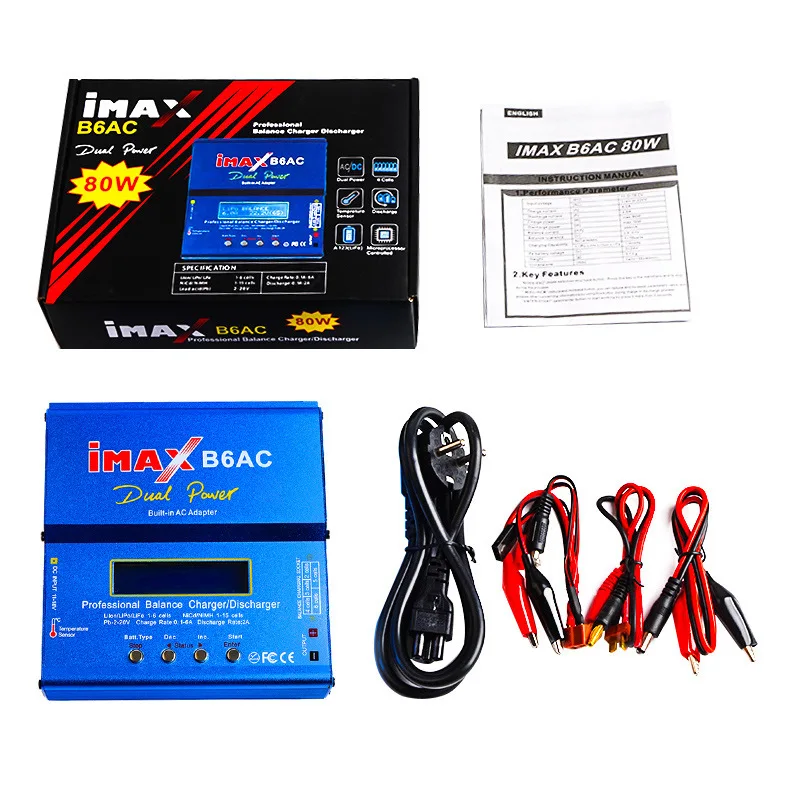 

IMAX B6AC 80W RC Charger B6 AC 6A Balance Charger with Digital LCD Screen Li-ion LiFe Nimh Nicd PB Lipo Battery Discharger