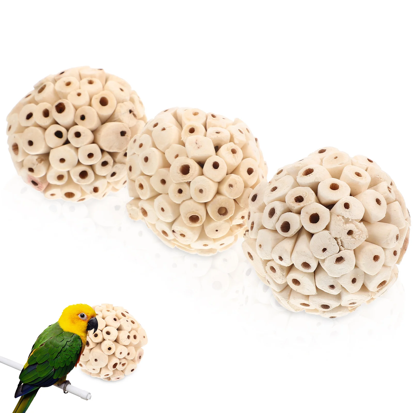 

Toy Toys Bird Parrot Chew Parakeet Cockatiel Cage Bite Foraging Plaything Pet Sola Chewing Wooden Animal Birds Accessories