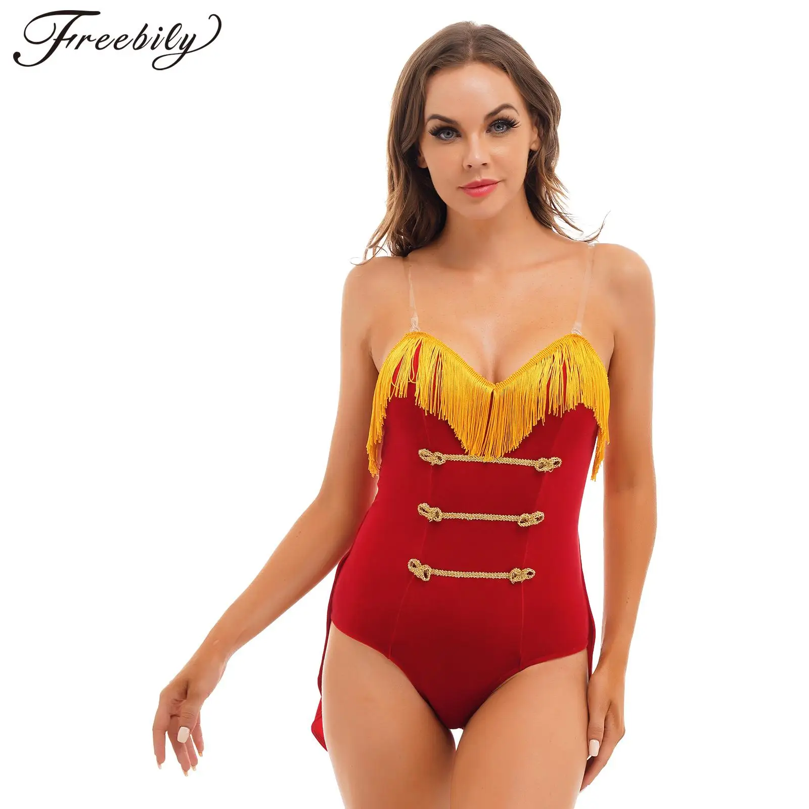 

Женский костюм циркового кольца, бархатное боди с бахромой и ласточкой, костюм для Хэллоуина, косплея, вечеринки, карнавала, маскарадное пла...