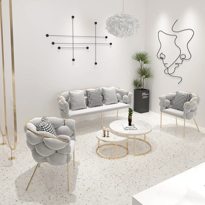 

Zl Small Sofa Clothing Dessert Double Deck Negotiation Table and Chair Tea Table Combination