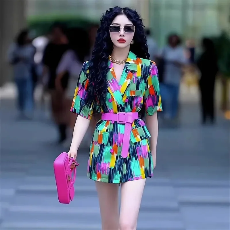 Женский блейзер в стиле ретро свободного покроя с ворсом и чернилами 2024