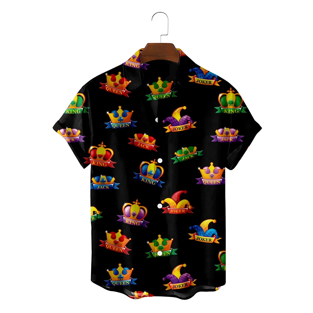 

Модная гавайская рубашка для мужчин, летняя пляжная одежда, рубашка с черепом, пиками, покером, блузки, уличная одежда на пуговицах