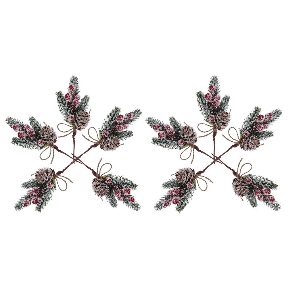 

Christmas Pine Berry Branch Artificial Pick Stem Holly Picks Frosted Redcones Flower Floral Stems