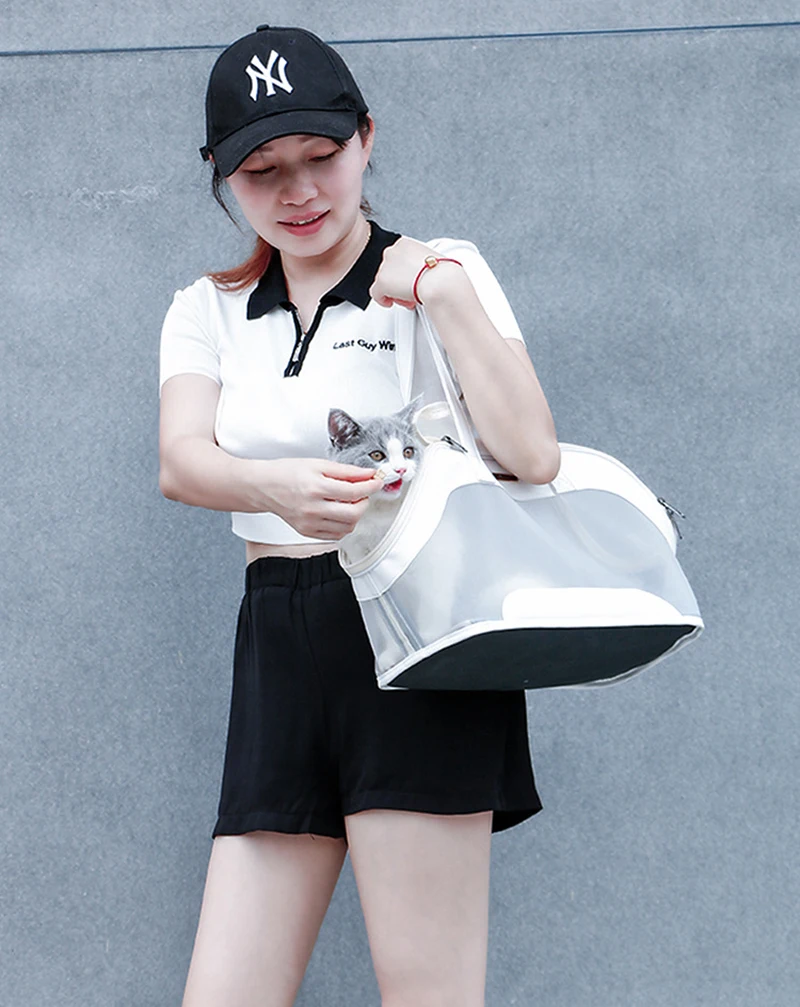 

Fashion Transparent Pet Carrier Handbag Portable Breathable Dog Cat Hand-carrying Space Capsule Cage Puppy Travel Shoulder Bag