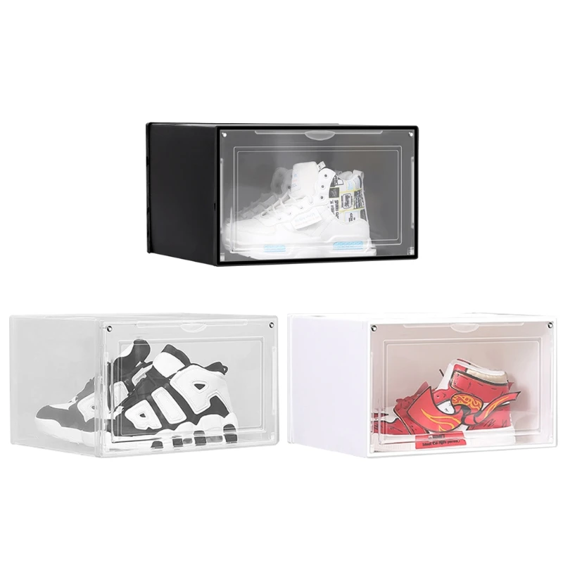 

Clear Storage Shoe Box w/ Magnetic Closure Stackable Drawer Type Shoe Organizer