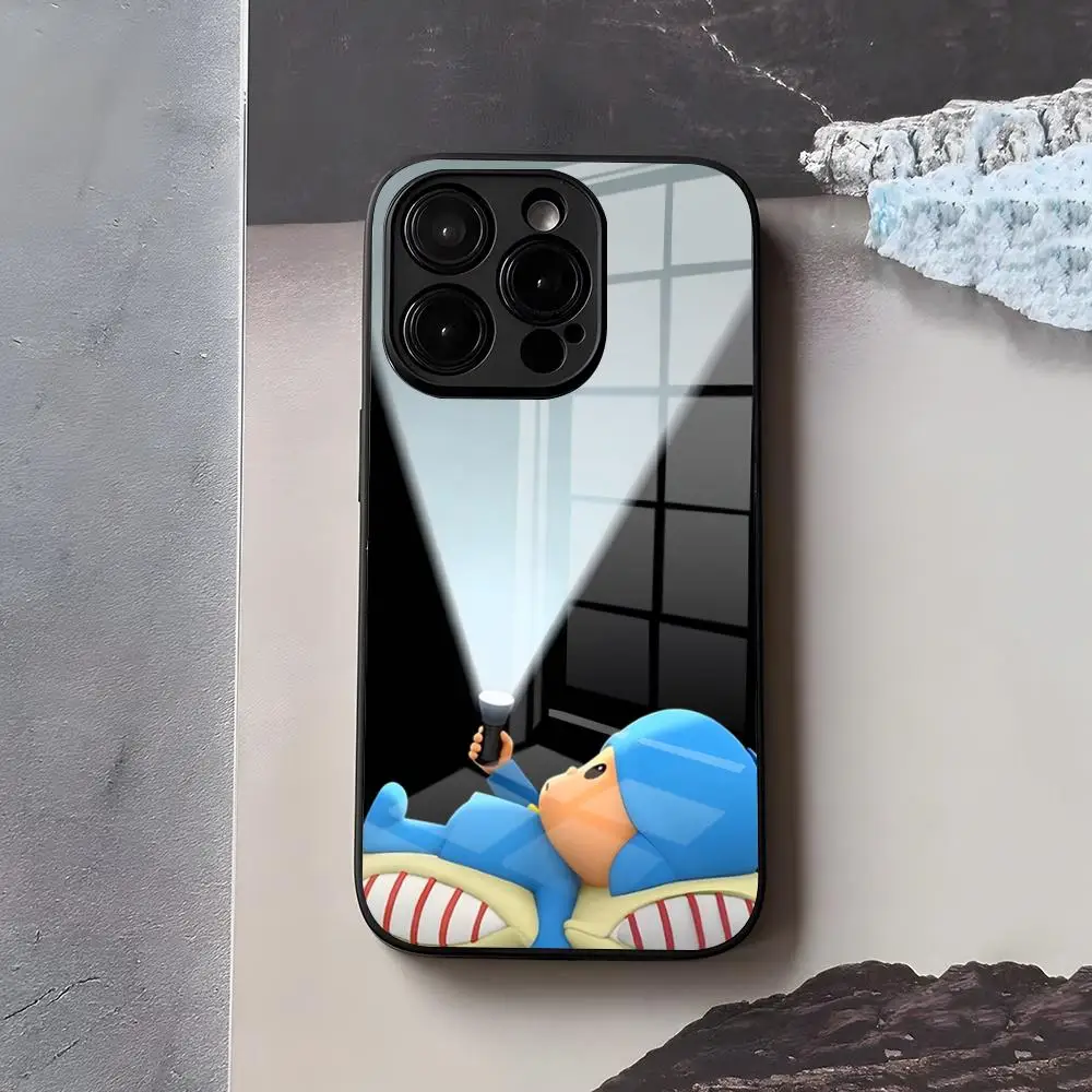 Чехол для телефона с мультяшным рисунком P-POCOYO для IPhone 17 Air 16 E Pro Max 15 14 13 Mini 12 Pro 11 Max Plus, черный, стеклянный (art.: 3920d91d71cd0) - 3920d91d71cd0