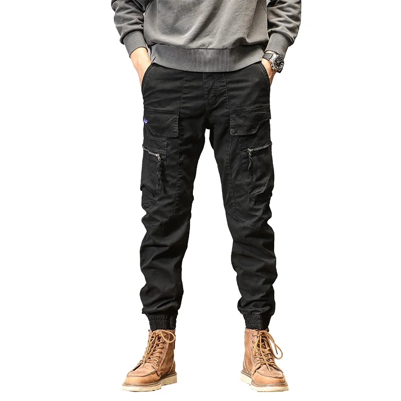 CAAYU Joggers Cargo Pants Men Casual Y2k Multi-Pocket Male Trousers Sweatpants Streetwear Techwear Tactical Track Gray Pants Men images - 6