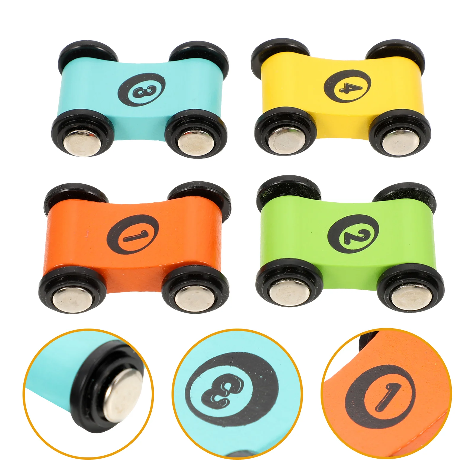 

4 Pcs Wooden Pull Back Car Children Racing Toy Childrens Toys Model Race Track Toddlers 1-3 Desktop Kids Educational