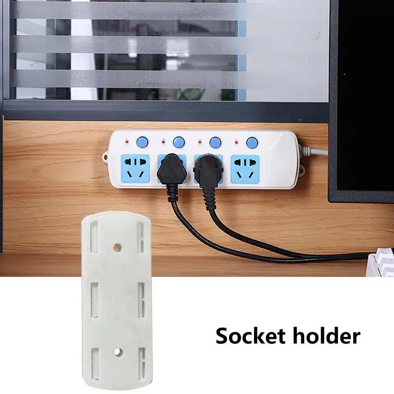Power Strip Holder Self-Adhesive Stand Wall-Mounted Plug Fixer Sticker Multifunctional Desktop Mountable Plug-in Socket Fixer