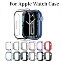 case tempered film for apple watch case 45mm 41mm 44mm 42mm 40mm 38mm glass protective cover for iwatch series 7 6 5 4 se case