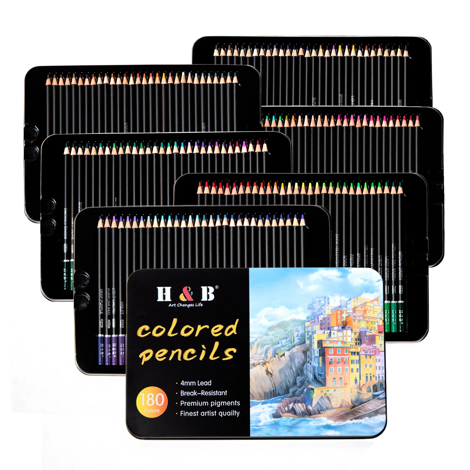 Color Pencil 180pcs Set Color Oily Tin Box Set Professional High Quality Art Painting Drawing Graffiti Pencil Art Supply
