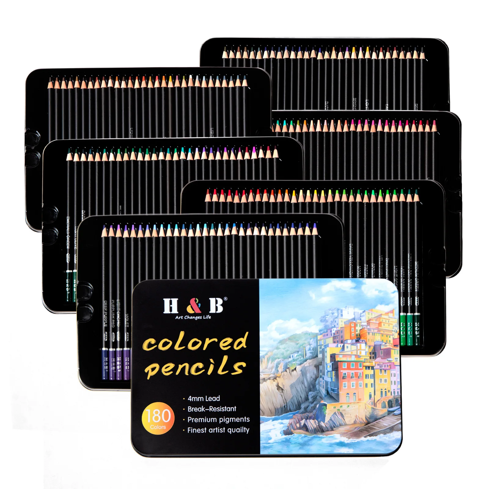 Color Pencil 180pcs Set Oily Color Tin Box Set Professional High Quality Painting or Drawing Graffiti Pencil Art Gift Supply