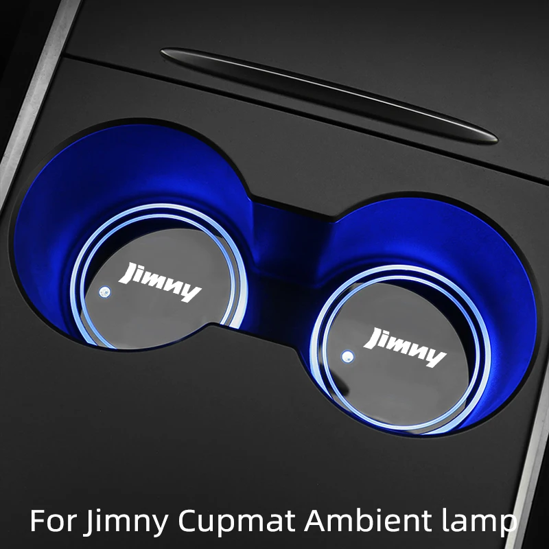 

For Suzuki Jimny Car Luminous Water Cup Coaster 7 Colorful Car Led Atmosphere Light Car logo Cupmat Ambience lights accessories