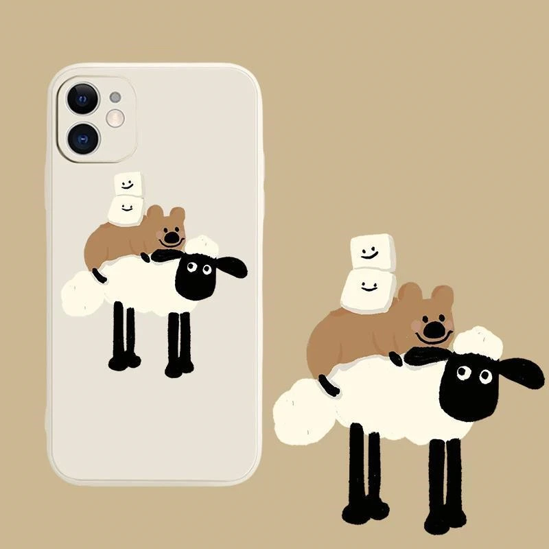 

Милый мультяшный чехол для телефона с овечкой для iPhone 13, 12, 11, 6, 6s, 7, 8 Plus, X, XR, 11Pro, XS Max, мягкий силиконовый цветной ударопрочный чехол-накладка и...