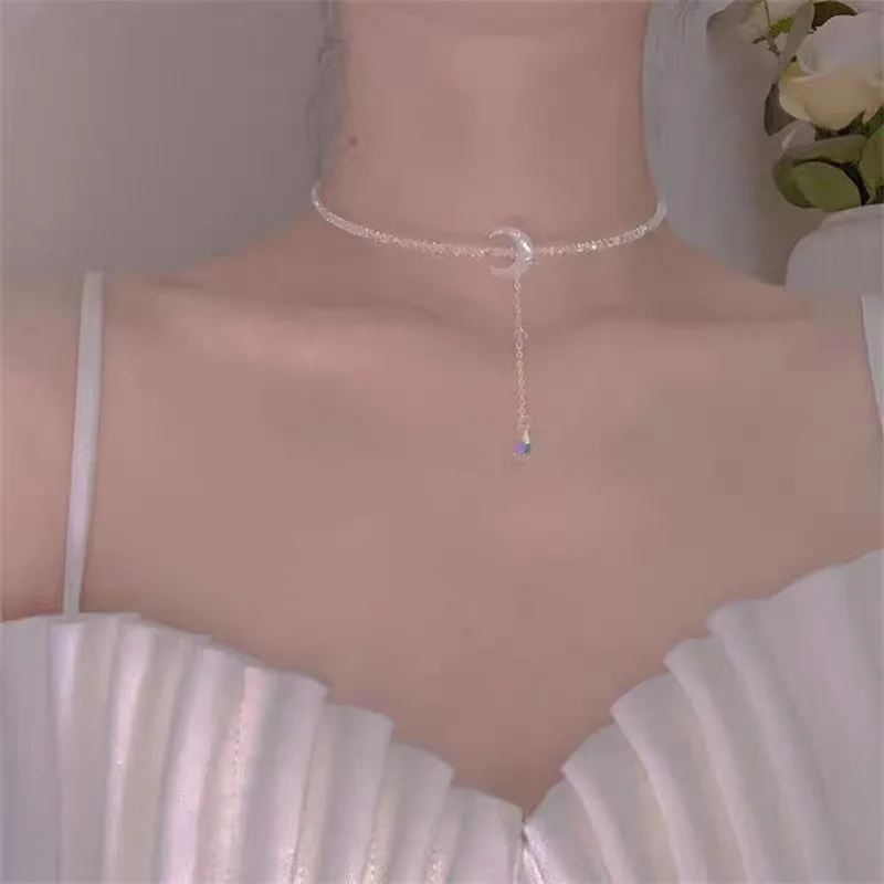 

Fashion Trend Unique Design Geometric Elegant Delicate Star Moon Water Droplet Open Necklace Women's Wedding Jewelry Wholesale