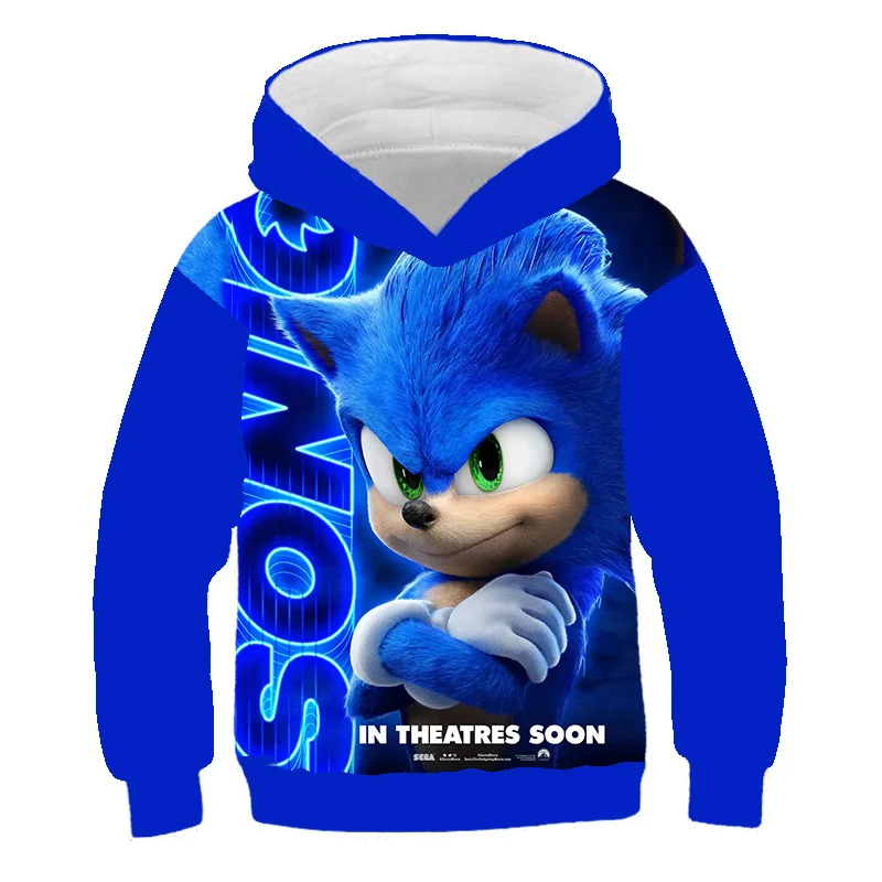 

2022 Cute Children's Clothes Sonic Hoodies Funny Sonic 2 Kids Cartoon Sweatshirts Baby Girls Boys Clothing Autumn Tops 1-14Years