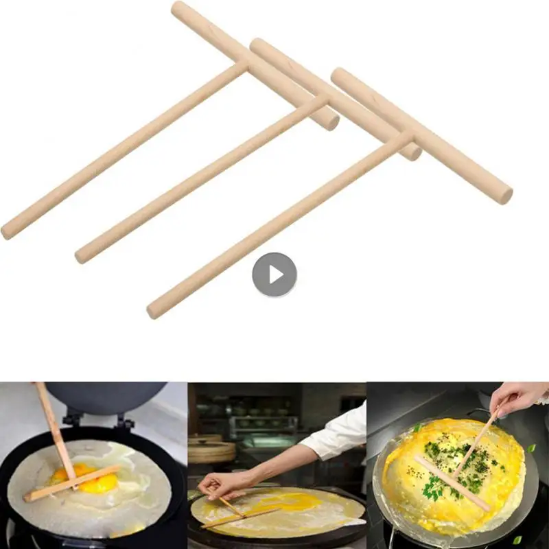 Wooden Spreader Stick T-Shaped Pancake Utensils Pancake Batter Tool Chinese Crepes Omelette Pie Tools DIY Kitchen Specially Tool