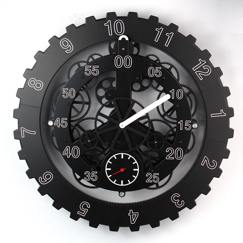 

18 Inch Big Metal Wall Clock Gear Clock Mechanism Creative Black Living Room Large Horloge Home Decor Best Selling 2019 Products