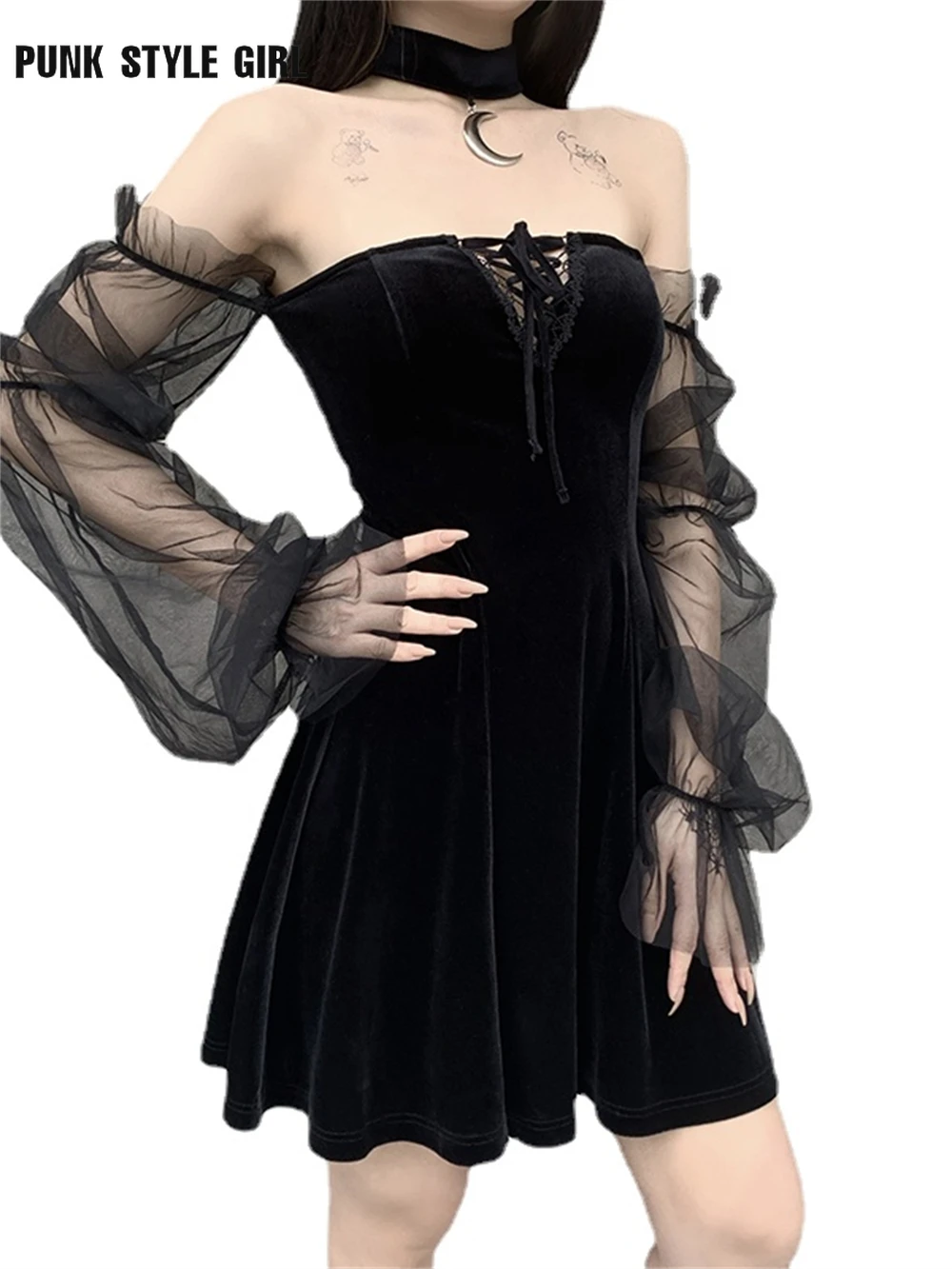 

Женское облегающее платье с длинным рукавом, черное платье в готическом стиле