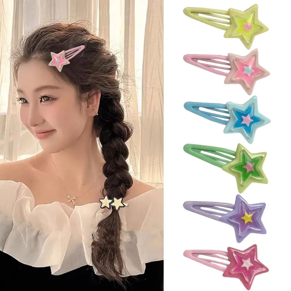 

Милая шпилька для волос в виде конфетных звезд, допамин, цветная пентаграмма, BB, новинка, зажим для женской боковой одежды, красочная заколка для волос D5B7
