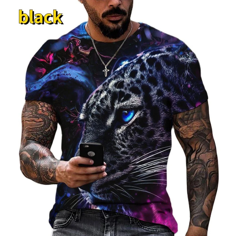 

Крутая модная футболка с 3D принтом животных Тигр/Лев/леопард забавные мужские топы с коротким рукавом